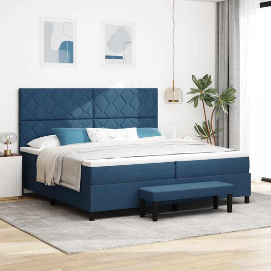 Letto a molle con materasso Blu 200 x 200 cm Tessuto | homemem39