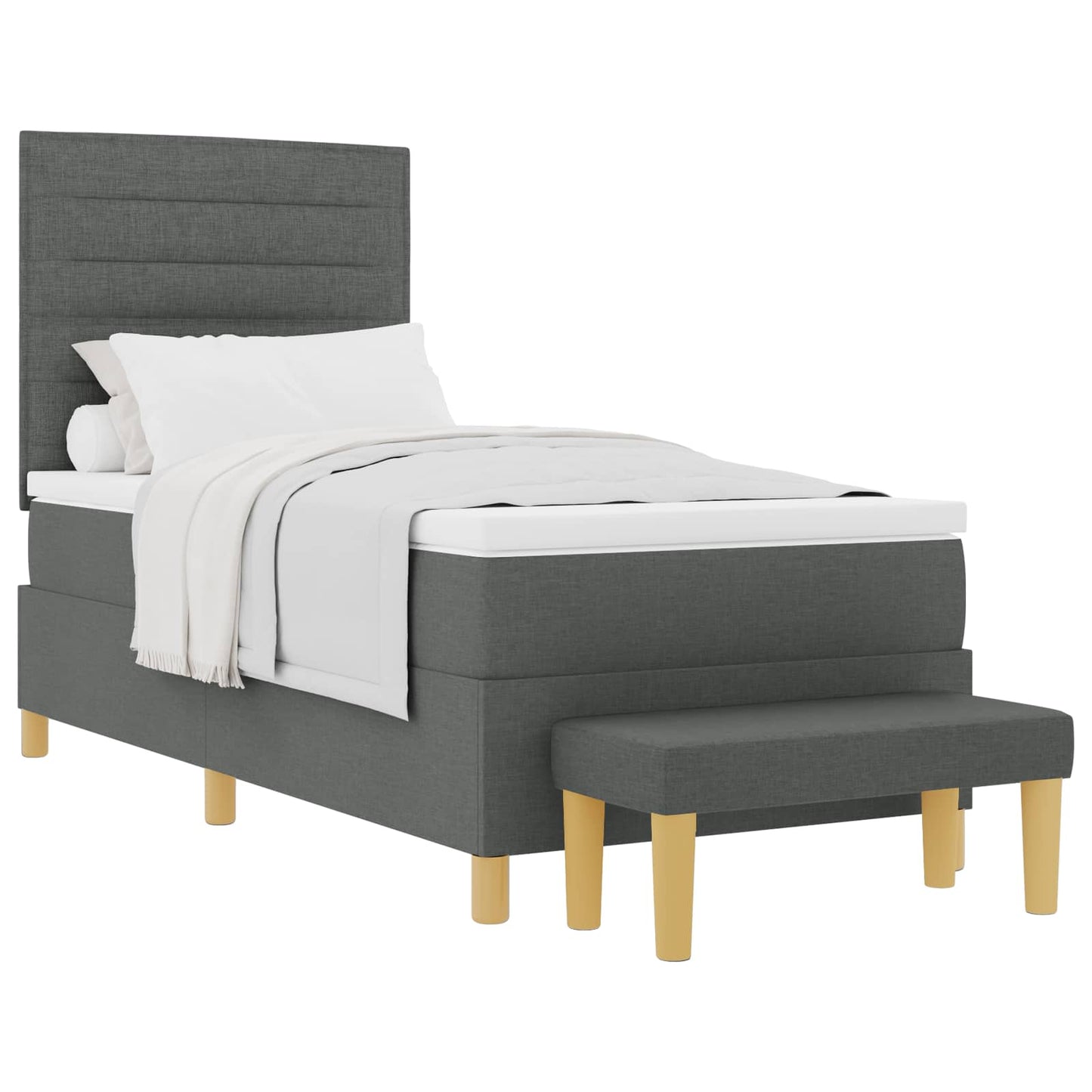 Letto a molle con testiera Grigio scuro 200 x 90 cm Tessuto