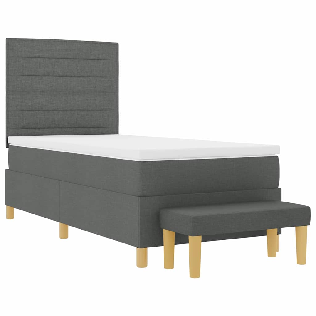 Letto a molle con testiera Grigio scuro 200 x 90 cm Tessuto | homemem39