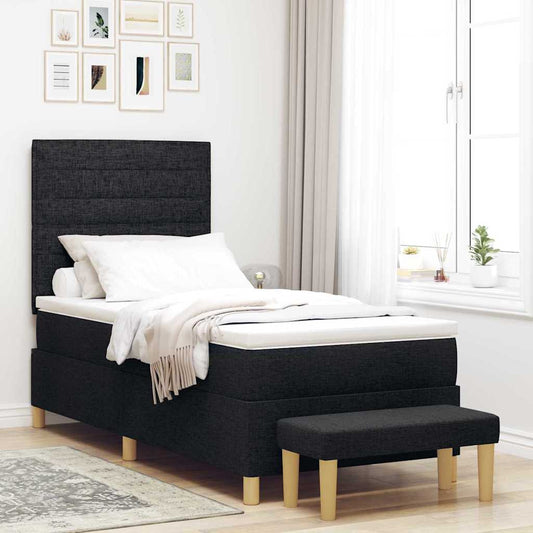 Letto a molle con testiera Nero 200 x 90 cm Tessuto | homemem39