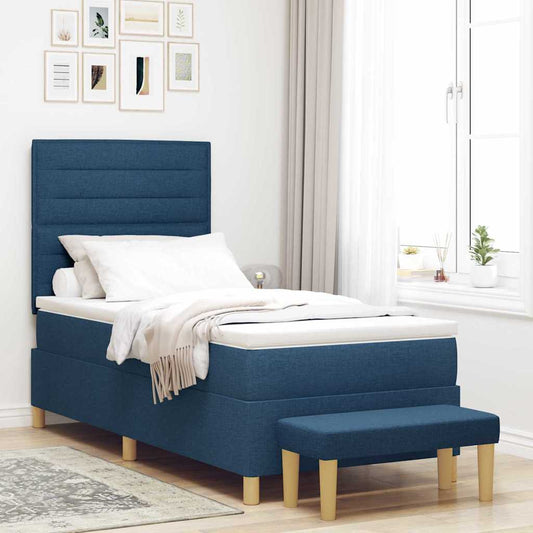 Letto a molle con testiera Blu 200 x 90 cm Tessuto | homemem39