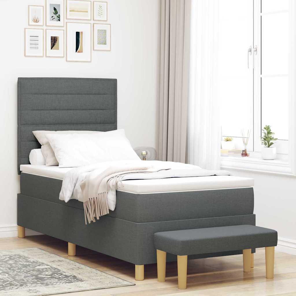 Letto a molle con cuscino Grigio scuro 200 x 90 cm Tessuto | homemem39