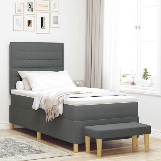 Letto a molle con cuscino Grigio scuro 200 x 90 cm Tessuto | homemem39
