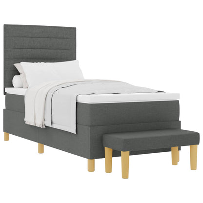 Letto a molle con cuscino Grigio scuro 200 x 90 cm Tessuto | homemem39