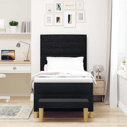 Letto a molle con materasso Nero 100 x 200 cm Tessuto
