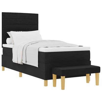 Letto a molle con materasso Nero 100 x 200 cm Tessuto