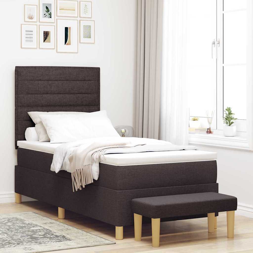 Letto a molle con testiera Marrone scuro 200 x 90 cm Tessuto | homemem39