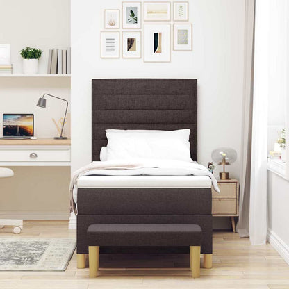 Letto a molle con testiera Marrone scuro 200 x 90 cm Tessuto | homemem39