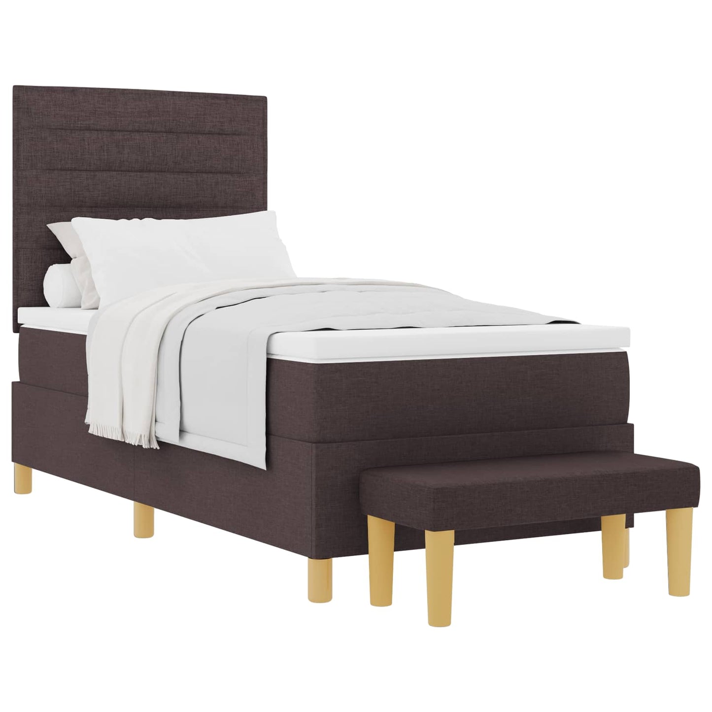 Letto a molle con testiera Marrone scuro 200 x 90 cm Tessuto | homemem39