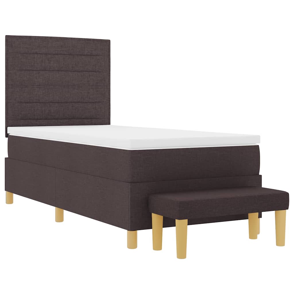 Letto a molle con testiera Marrone scuro 200 x 90 cm Tessuto | homemem39