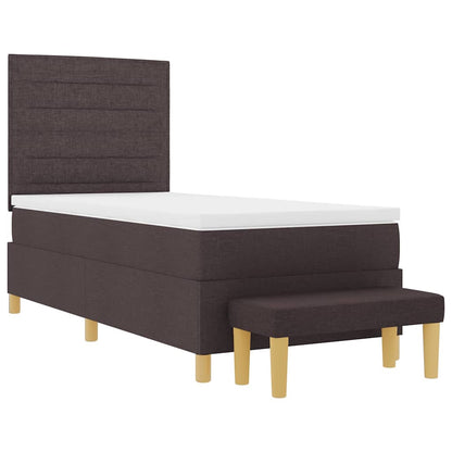 Letto a molle con testiera Marrone scuro 200 x 90 cm Tessuto | homemem39