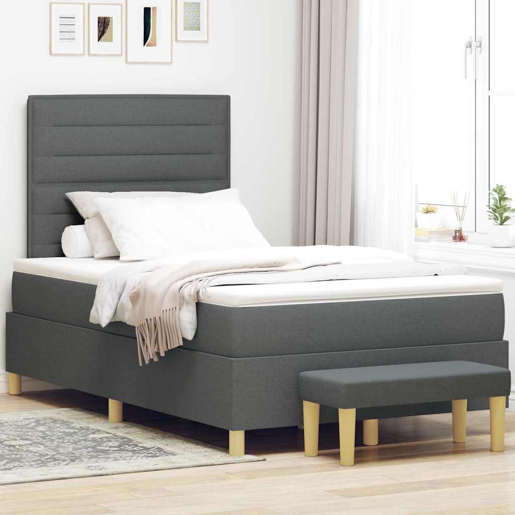 Letto a molle con testiera Grigio scuro 190 x 120 cm Tessuto | homemem39
