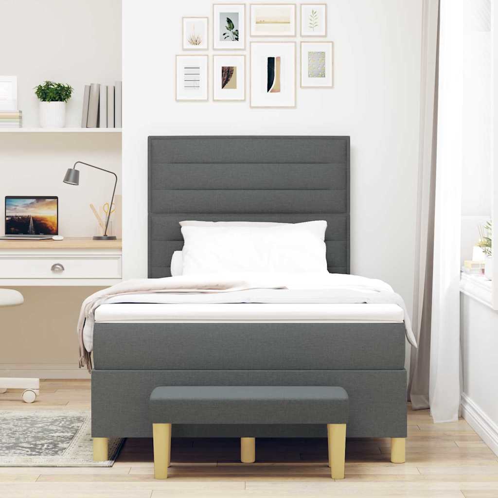 Letto a molle con testiera Grigio scuro 190 x 120 cm Tessuto | homemem39
