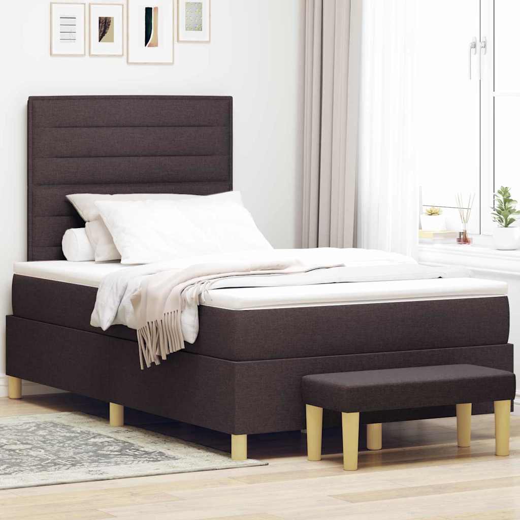 Letto a molle con testiera Marrone scuro 200 x 120 cm Tessuto | homemem39