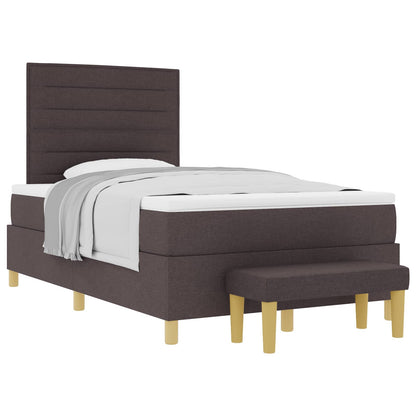 Letto a molle con testiera Marrone scuro 200 x 120 cm Tessuto | homemem39