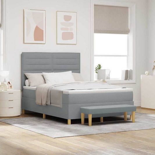 Letto a molle con testiera Grigio chiaro 190 x 140 cm Tessuto | homemem39