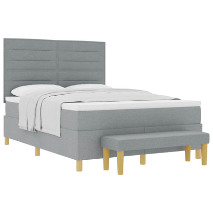 Letto a molle con testiera Grigio chiaro 190 x 140 cm Tessuto | homemem39