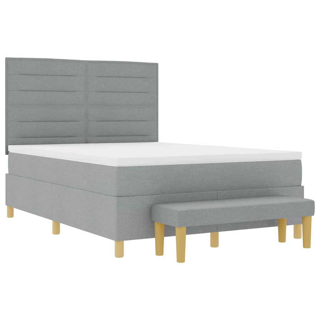 Letto a molle con testiera Grigio chiaro 190 x 140 cm Tessuto | homemem39