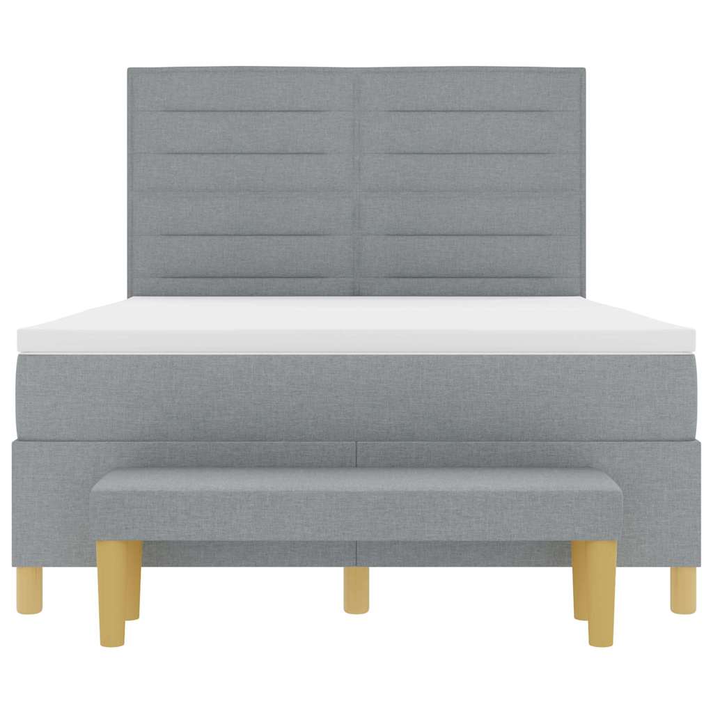 Letto a molle con testiera Grigio chiaro 190 x 140 cm Tessuto | homemem39