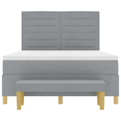 Letto a molle con testiera Grigio chiaro 190 x 140 cm Tessuto | homemem39