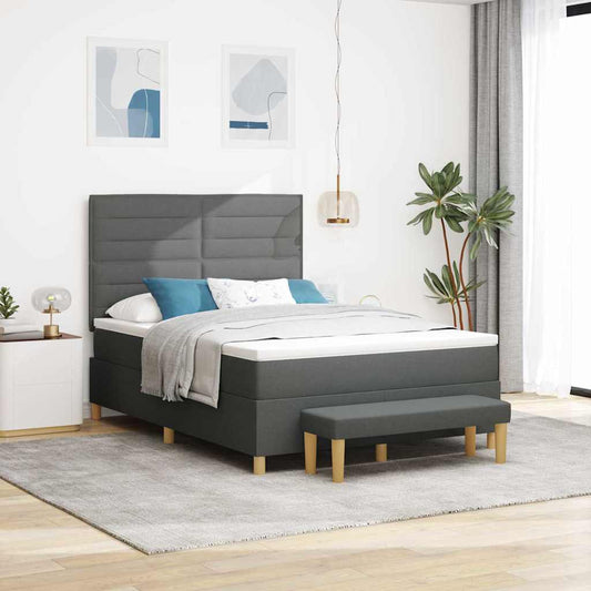 Letto a molle con testiera Grigio scuro 190 x 140 cm Tessuto | homemem39