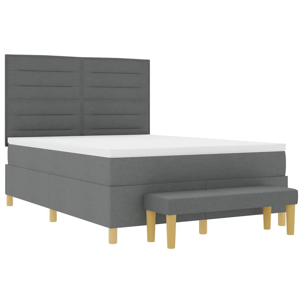 Letto a molle con testiera Grigio scuro 190 x 140 cm Tessuto | homemem39
