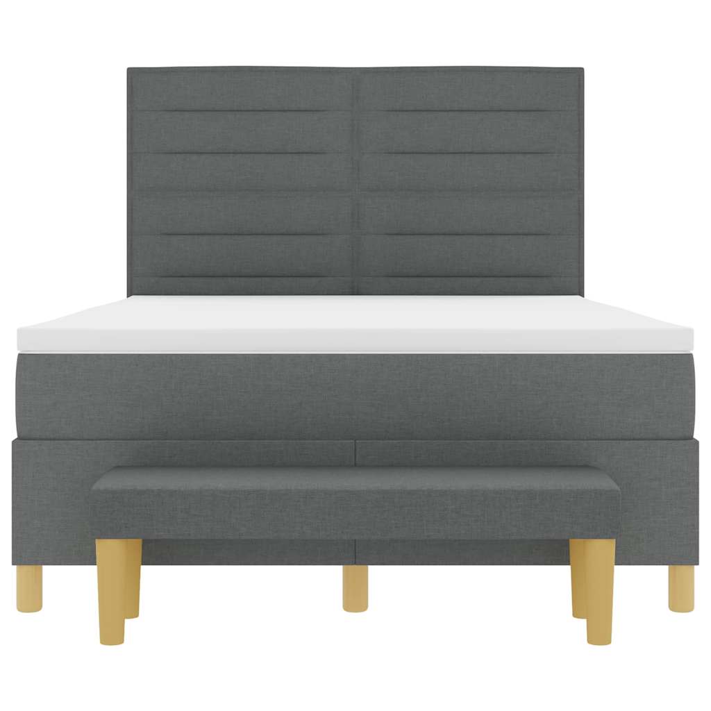 Letto a molle con testiera Grigio scuro 190 x 140 cm Tessuto | homemem39