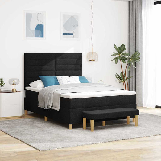 Letto a molle con testiera Nero 190 x 140 cm Tessuto | homemem39