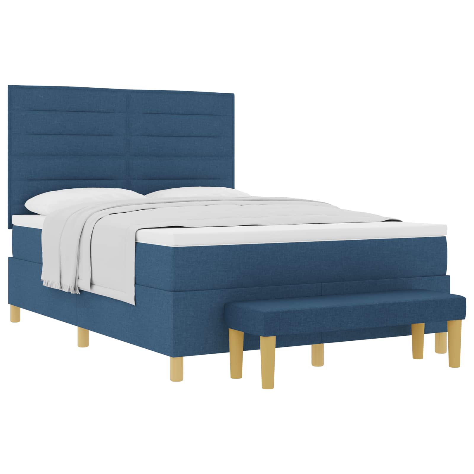 Letto a molle con testiera Blu 190 x 140 cm Tessuto | homemem39