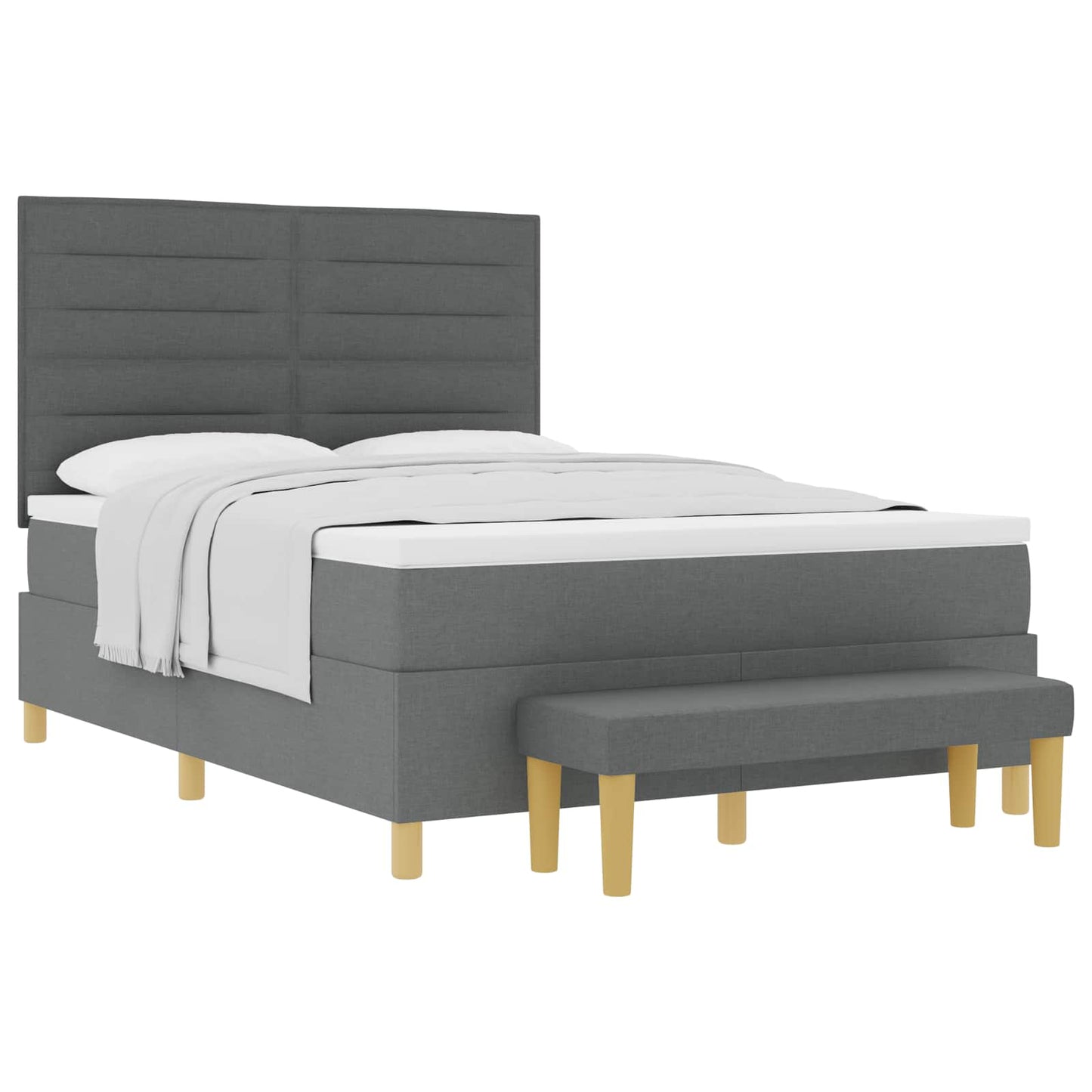 Letto a molle con cuscino Grigio scuro 200 x 140 cm Tessuto | homemem39