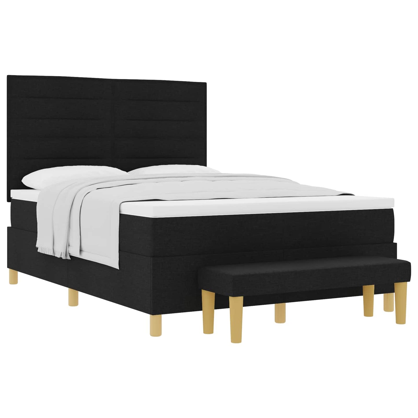 Letto a molle con testiera Nero 200 x 140 cm Tessuto | homemem39
