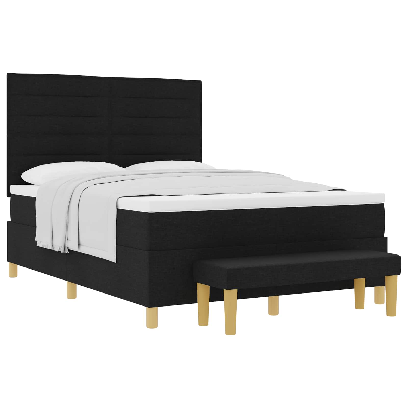 Letto a molle con testiera Nero 200 x 140 cm Tessuto | homemem39