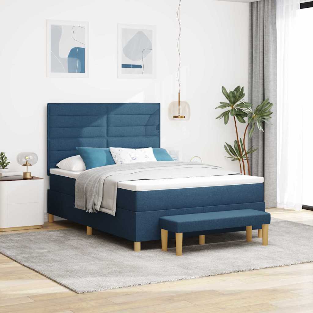 Letto a molle con testiera Blu 200 x 140 cm Tessuto | homemem39