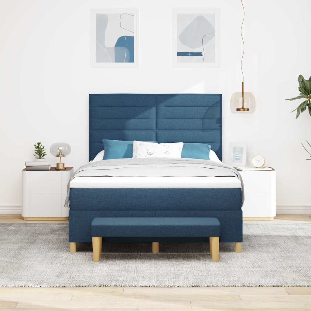 Letto a molle con testiera Blu 200 x 140 cm Tessuto | homemem39