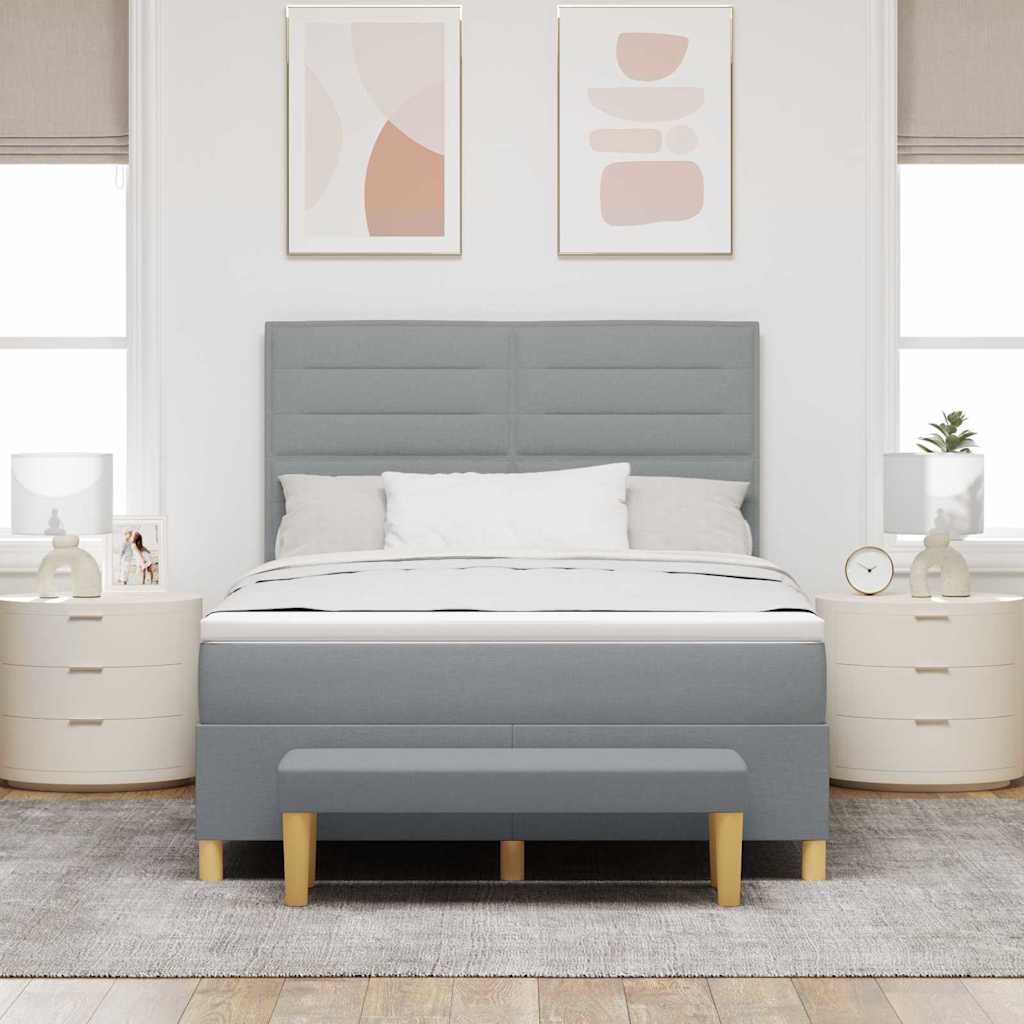 Letto a molle con cuscino Grigio chiaro 200 x 160 cm Tessuto | homemem39