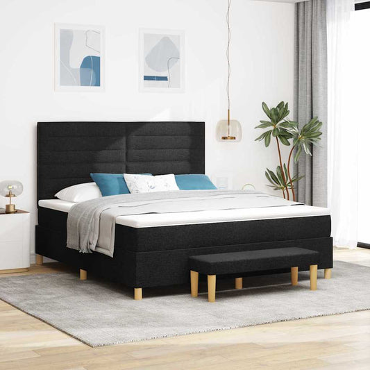 Letto a molle con testiera Nero 200 x 180 cm Tessuto | homemem39