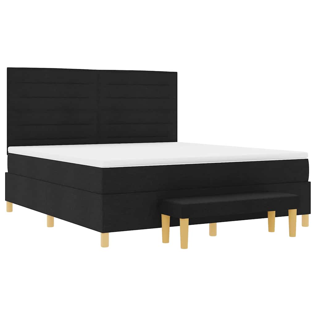 Letto a molle con testiera Nero 200 x 180 cm Tessuto | homemem39