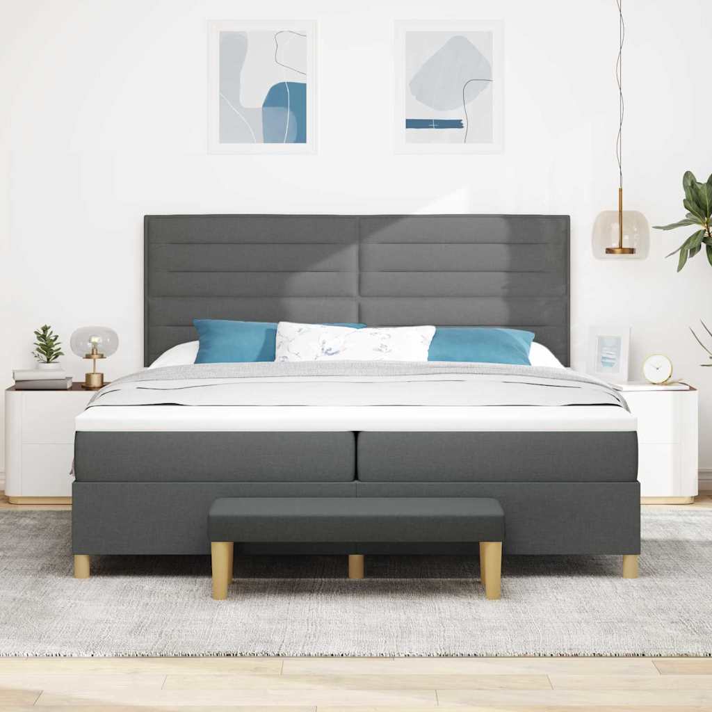 Letto a molle con materasso Grigio scuro 200 x 200 cm Tessuto | homemem39