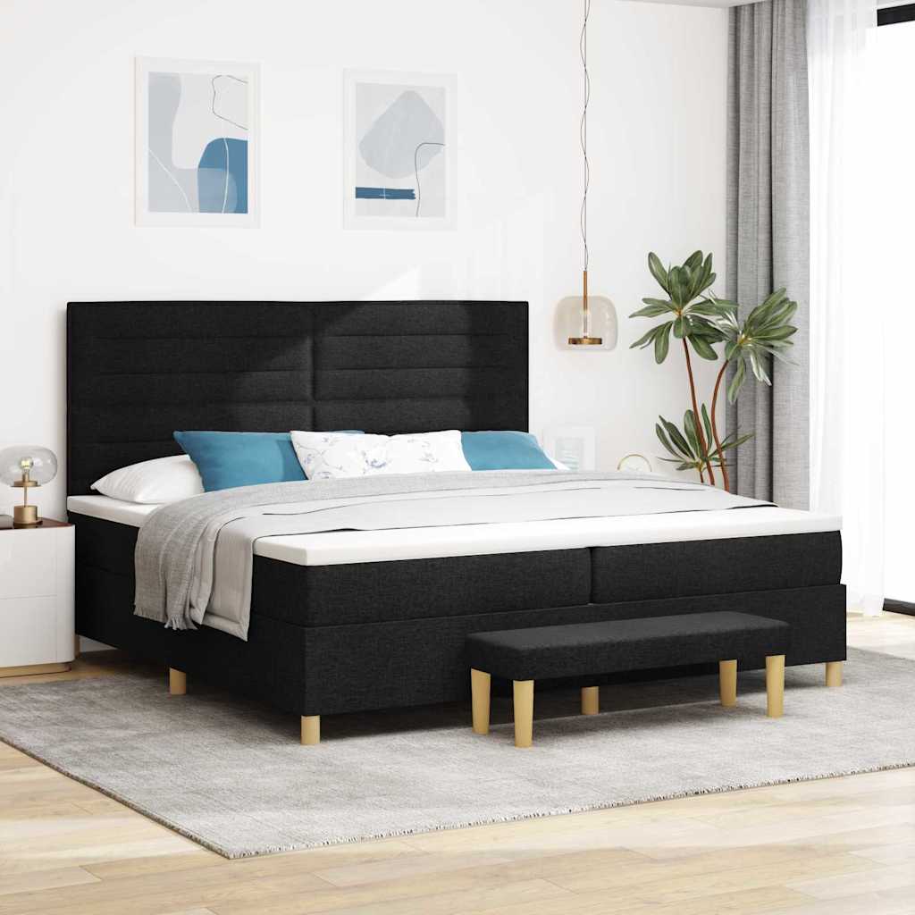 Letto a molle con materasso Nero 200 x 200 cm Tessuto | homemem39