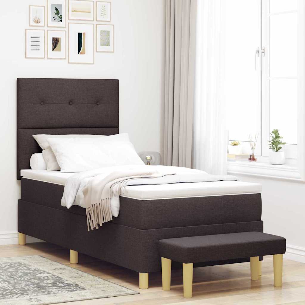 Letto a molle con testiera Marrone scuro 200 x 80 cm Tessuto | homemem39