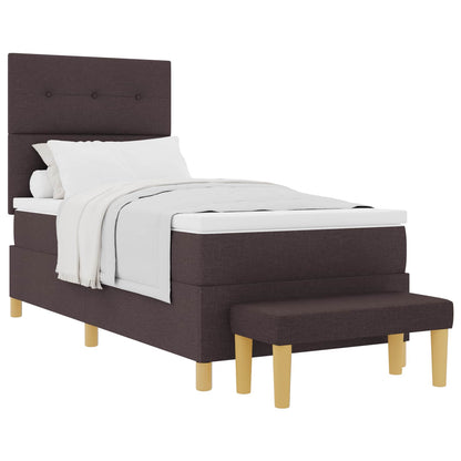 Letto a molle con testiera Marrone scuro 200 x 80 cm Tessuto | homemem39