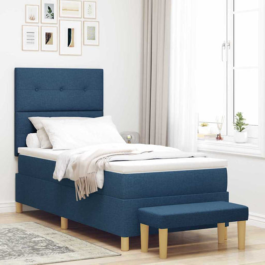 Letto a molle con cuscino con testiera Blu 200 x 80 cm Tessuto | homemem39