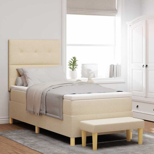 Letto a molle con testiera Crema 190 x 90 cm Tessuto | homemem39
