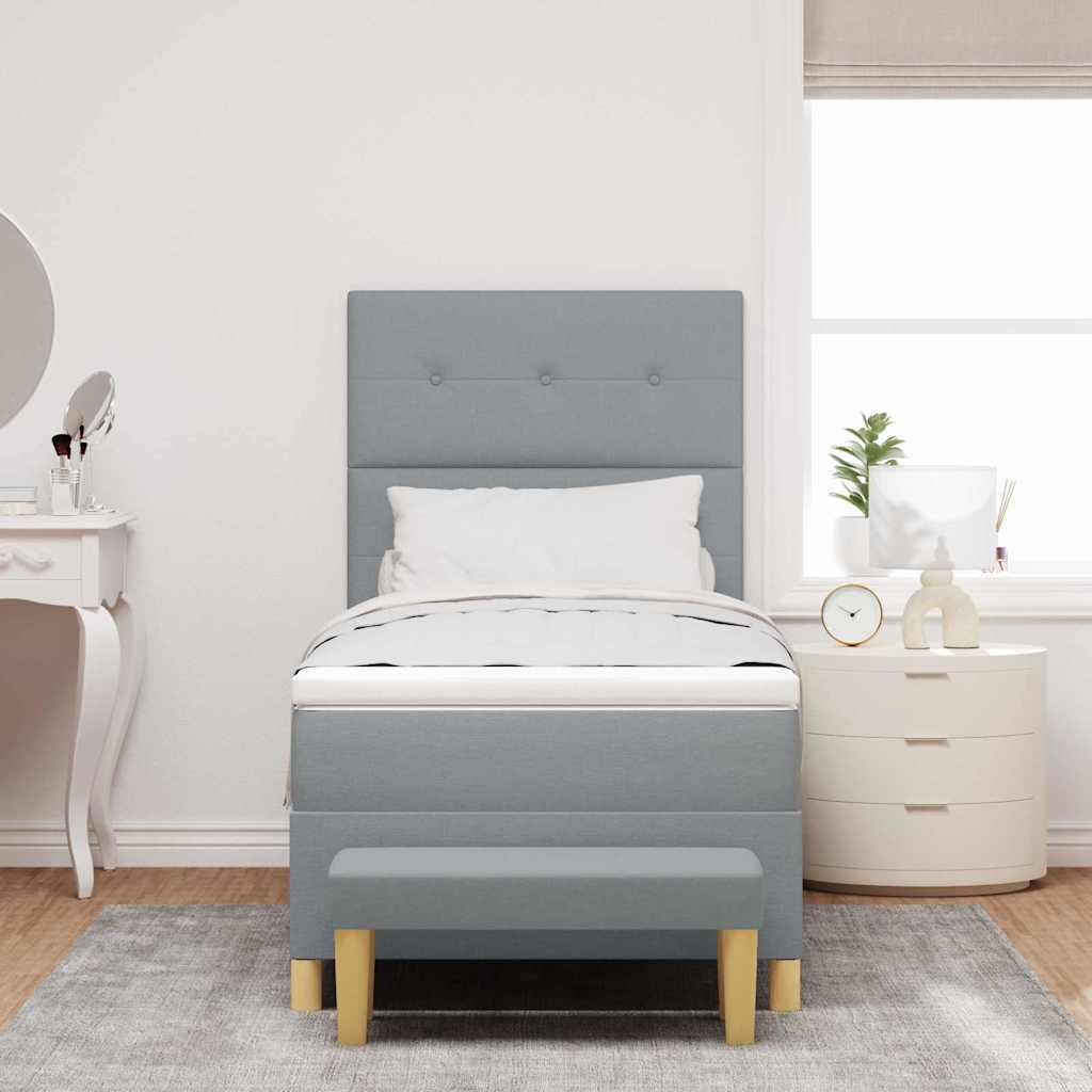 Letto a molle con testiera Grigio chiaro 200 x 90 cm Tessuto | homemem39