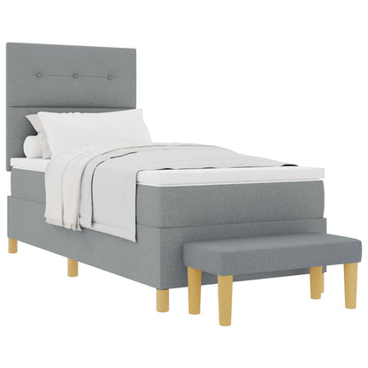 Letto a molle con testiera Grigio chiaro 200 x 90 cm Tessuto | homemem39