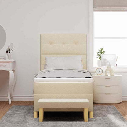 Letto a molle con testiera Crema 200 x 90 cm Tessuto | homemem39