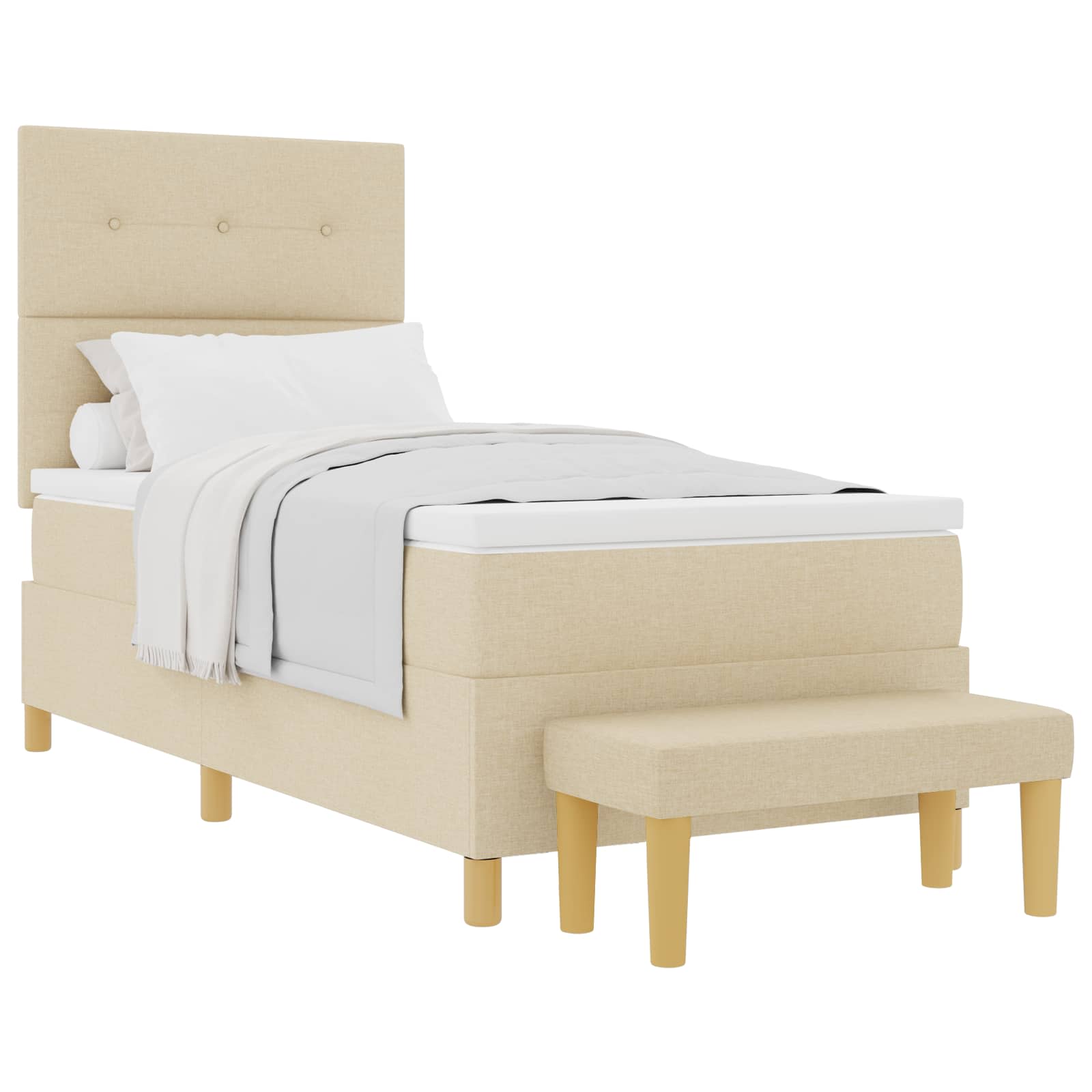 Letto a molle con testiera Crema 200 x 90 cm Tessuto | homemem39