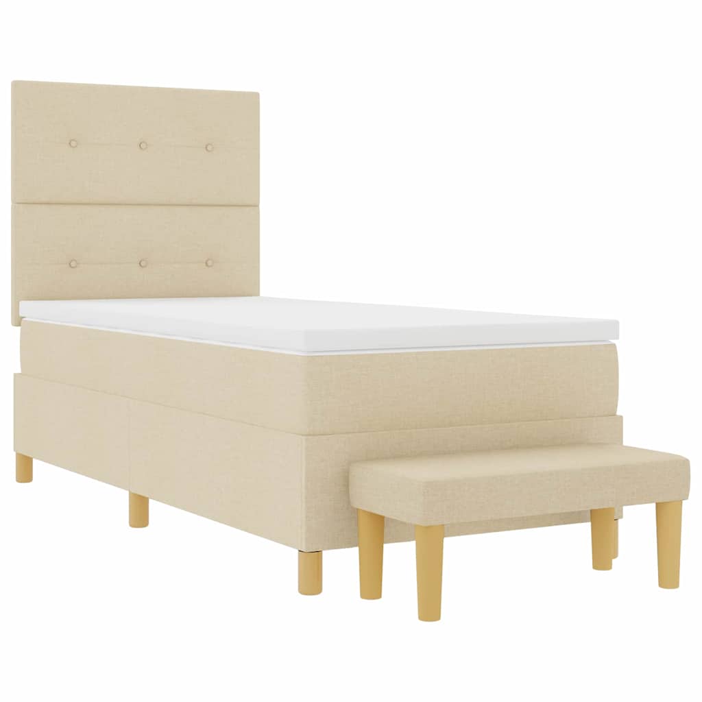 Letto a molle con testiera Crema 200 x 90 cm Tessuto | homemem39
