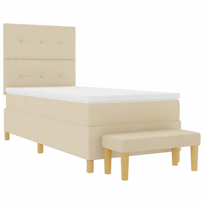 Letto a molle con testiera Crema 200 x 90 cm Tessuto | homemem39