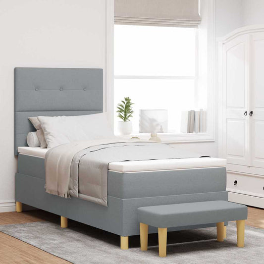 Letto a molle con materasso Grigio chiaro 100 x 200 cm Tessuto